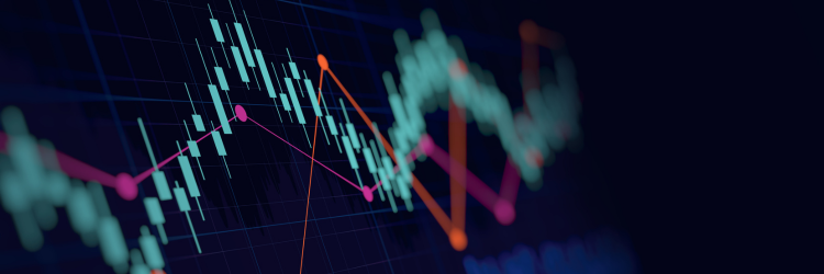 Financial graphs with neon lines