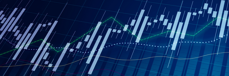 Abstract virtual financial graph illustration on blue background