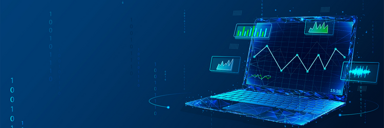 Laptop with graphs and charts